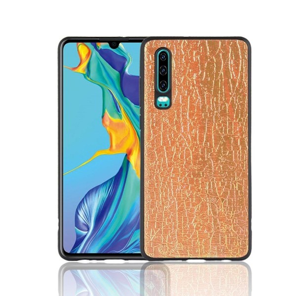 Huawei P30 Simpelt läderfodral - Guld Guld