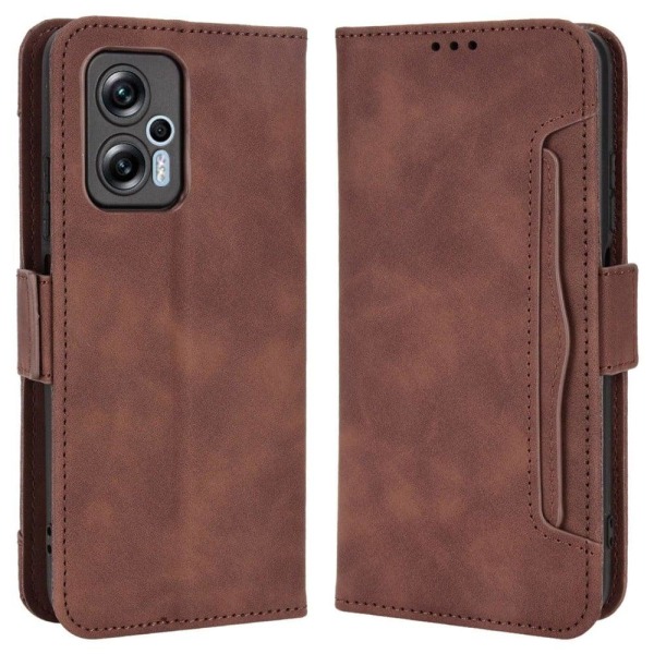 Stilfuldt Læder Etui med Pung til Xiaomi Poco X4 Gt / 11t Pro Plus / 11t Pro - Brun Brown