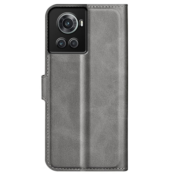 Hållbart konstläder OnePlus 10R / OnePlus Ace fodral med plånbok - Silver/Grå Silvergrå