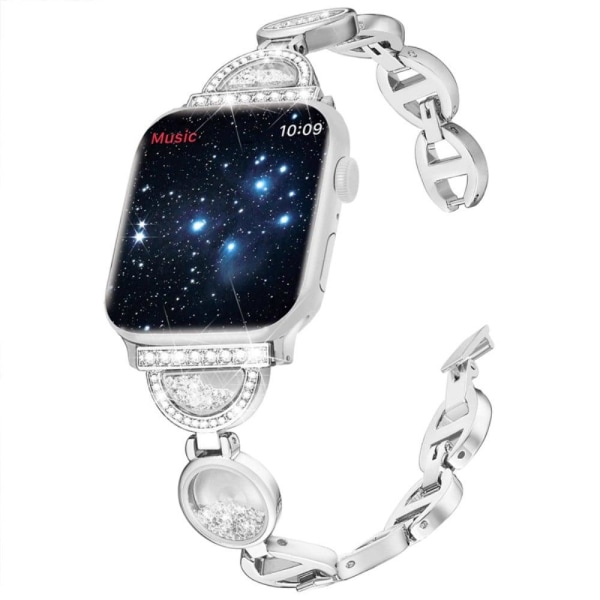 Apple Watch Series 8 (45 mm) / Watch Ultra urrem i rustfrit stål med rhinestones - Sølv Silver grey