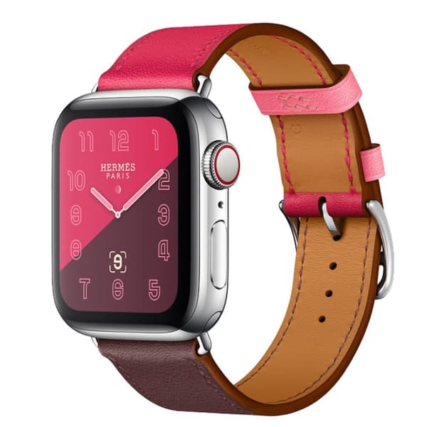 Apple Watch Series 4 44mm justerbart klockarmband i läder - Ros / Vinröd multifärg