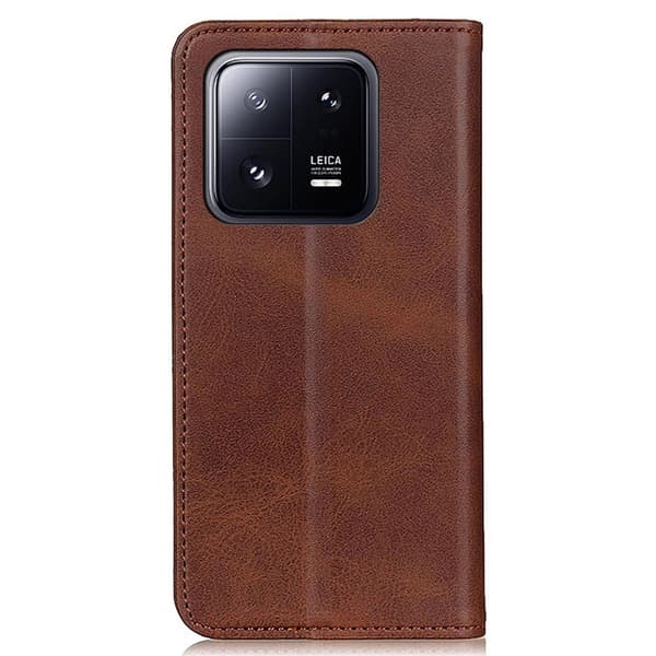 Flip Etui med Pung i Ekte Lær til Xiaomi 13 Pro - Kaffe Brown