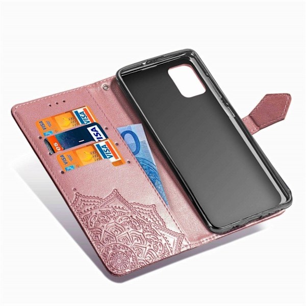 Mandala Samsung Galaxy A71 5G nahkakotelo - Ruusukulta Pink