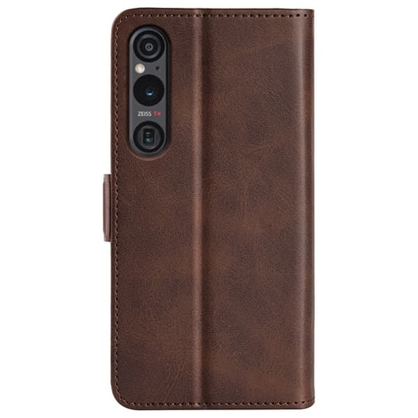 Hållbart konstläder Sony Xperia 1 VI fodral med plånbok - Brun Brun