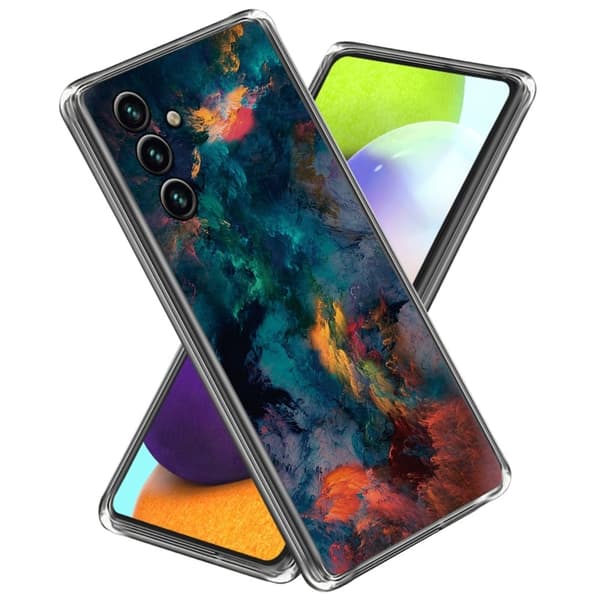 Deco Samsung Galaxy A55 cover - Rosenrøde Skyer Blue
