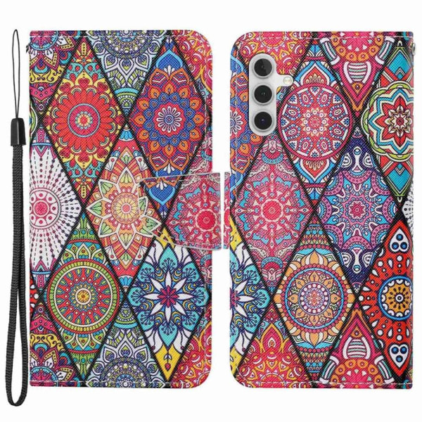 Wonderland Samsung Galaxy A14 Läppäkotelo - Rhombus / Totem Multicolor