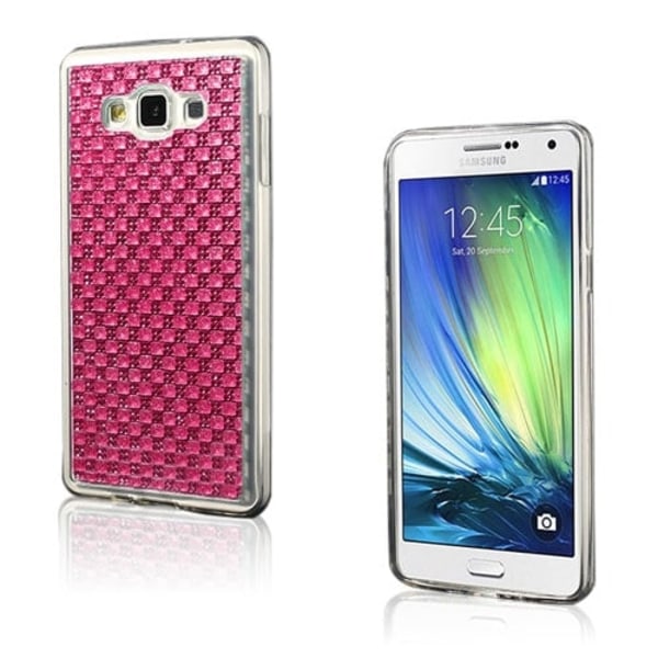 Plommon Blomning Mönster Gummi Kristall TPU-skal för Samsung Galaxy A7 SM-A700F - Varm Rosa Rosa