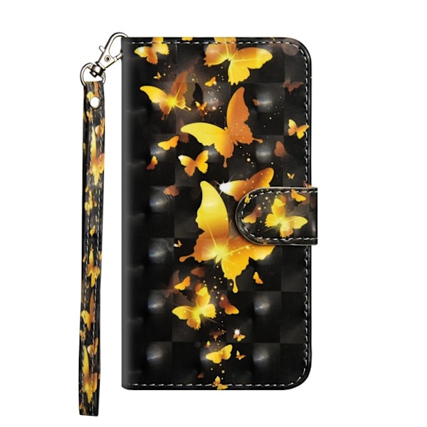 Samsung Galaxy S10 Plus vaalea piste koriste nahkainen flip Suojakotelo - Kulta Perhoset Gold