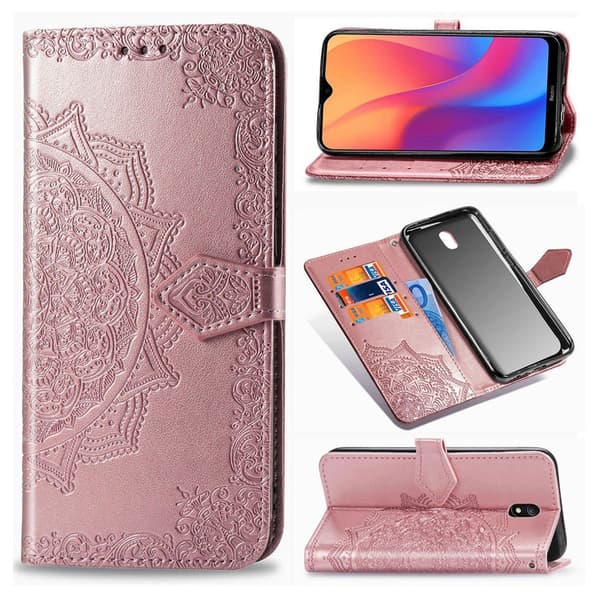 Mandala Xiaomi Redmi 8A etui i lær - Rose Gull Pink