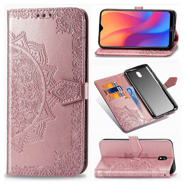 Mandala Xiaomi Redmi 8A etui - Rødguld Pink