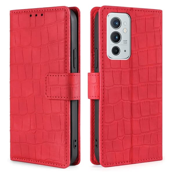 Læretui med Krokodille Tekstur til OnePlus 9RT 5G - Rød Red