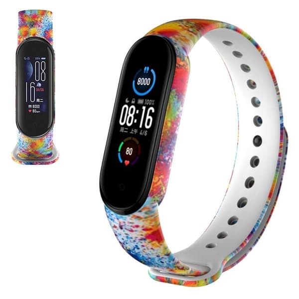 Xiaomi Mi Band 5 urrem med cool mønster - Oliemaleri Mønster Multicolor