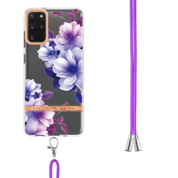 Ohut ja kestävä pehmeä kansi, jossa on kaulanauha Samsung Galaxy S20 Plus -puhelimelle - Violetti Begonia Purple