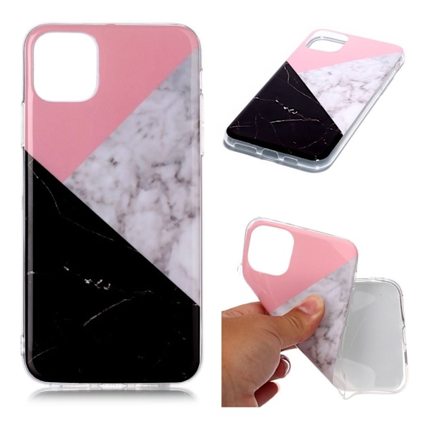 Marmormotiv iPhone 11 Pro Max skal - Rosa / Vit / Svart multifärg