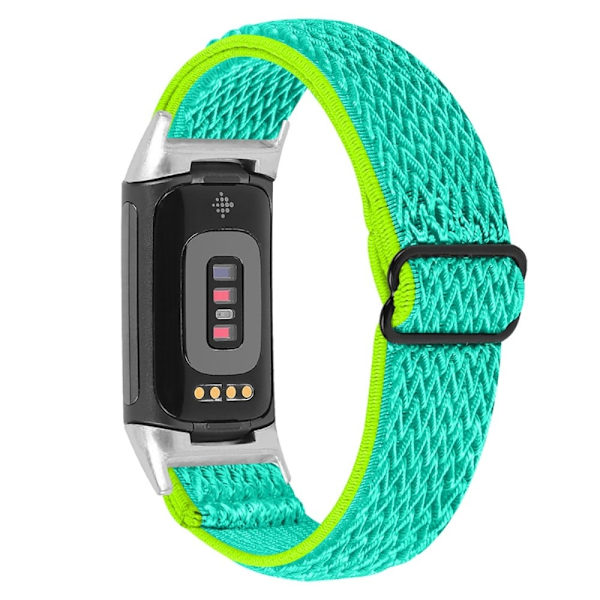 Fitbit Charge 5 elastisk nylon-urrem - Gul / Grøn Green