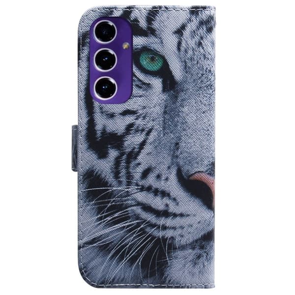 Telefonfodral med stativ Samsung Galaxy S24 FE Plånboksmönster med tryck Telefonfodral i läder - Tiger Blå