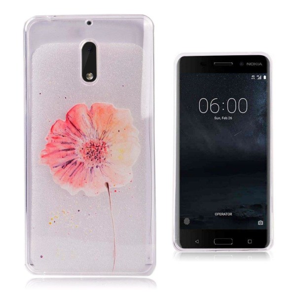 Nokia 6 Genomskinligt skal med läckert motiv - Vacker blomma multifärg