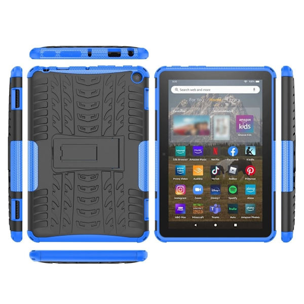 Däckmönstrat kickstand-fodral för Amazon Fire 8 HD (2022) - Blå Blå