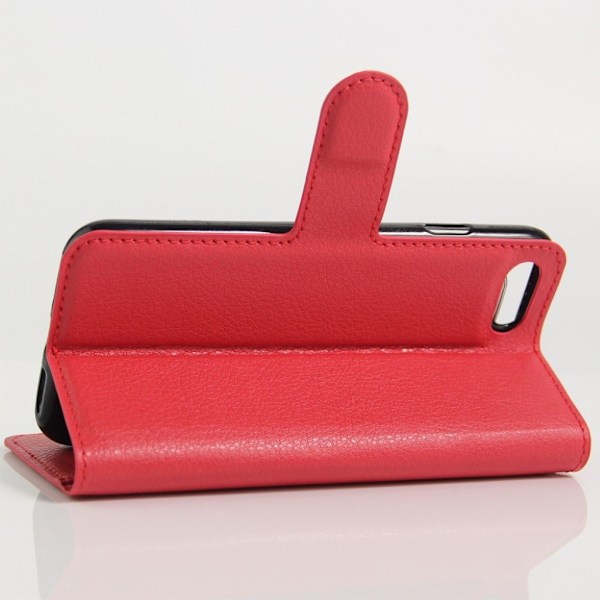 Laudrup iPhone 7 / 8 Litchi Grain læder pung stander etui - Rød Red