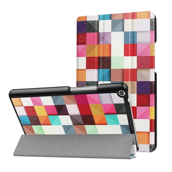 Huawei MediaPad T3 8.0 trendikäs nahkakotelo - Värikkäät neliöt Multicolor
