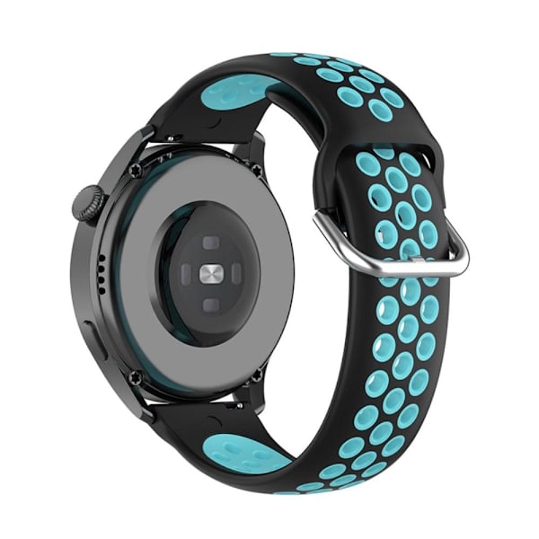 Ticwatch GTX / Pro tofarvet silikone urrem - Sort / Blågrøn Blue
