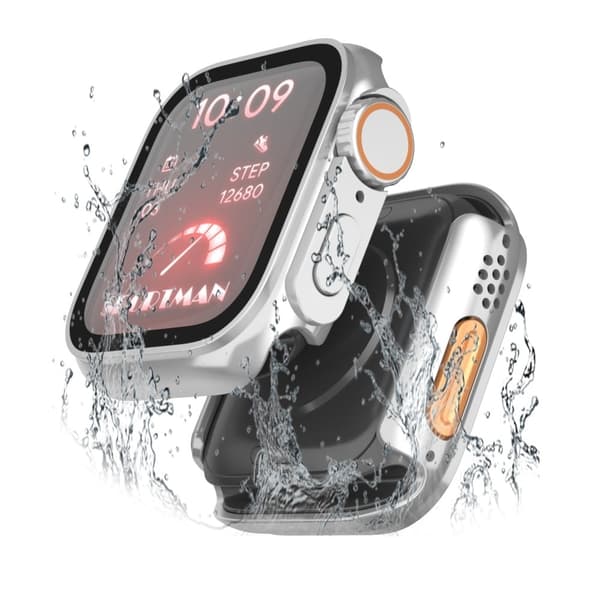Apple Watch Series 8 (45mm) cover with tempered glass - Silver Silvergrå
