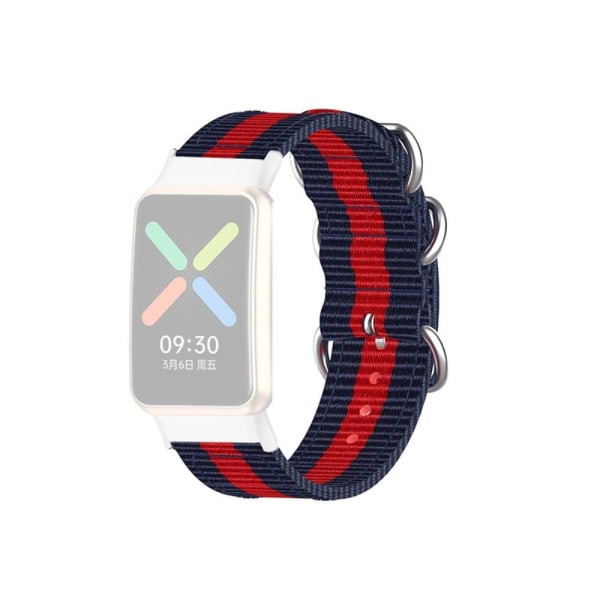 Oppo Watch Free nylon watch strap - Blue / Red Blå