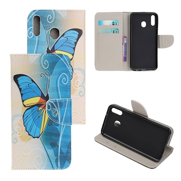 Butterfly läder Samsung Galaxy A40 fodral - Blå Blå