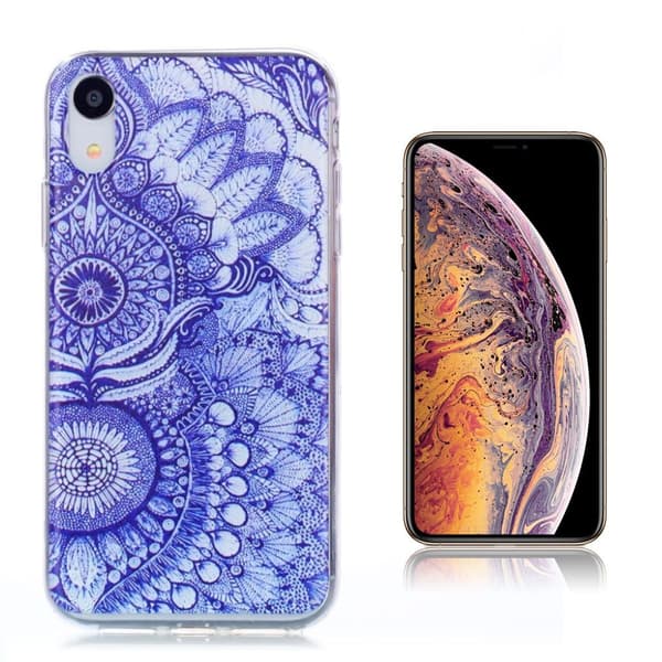 iPhone Xs Max ultratunt mönstrat mjukt fodral - Blå Lotus Blå
