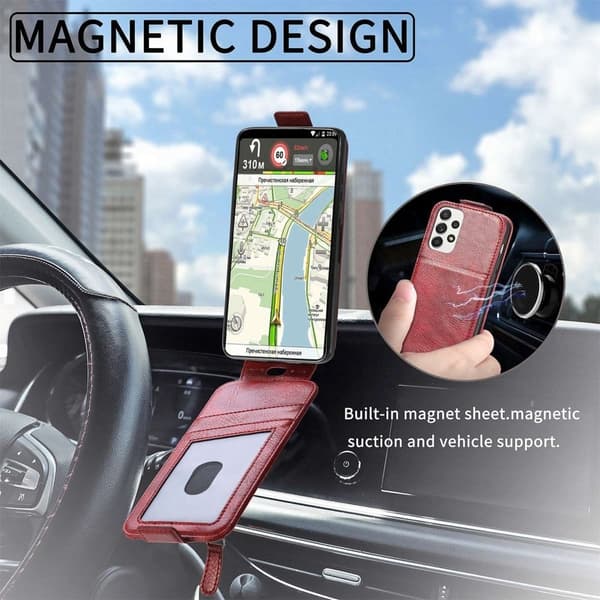 Vertical Flip Phone Etui med Zipper til Samsung Galaxy A53 5G - Rød Red