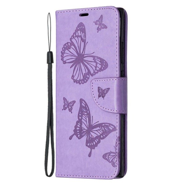 Butterfly Samsung Galaxy Note 20 Ultra Flip Etui - Lilla Purple