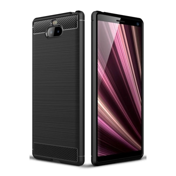 Sony Xperia 10 Plus karbon børstet deksel - Sort Black