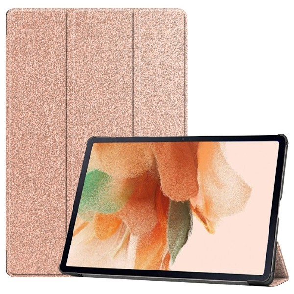 Samsung Galaxy Tab S7 FE tri-fold läderfodral - Roséguld Rosa
