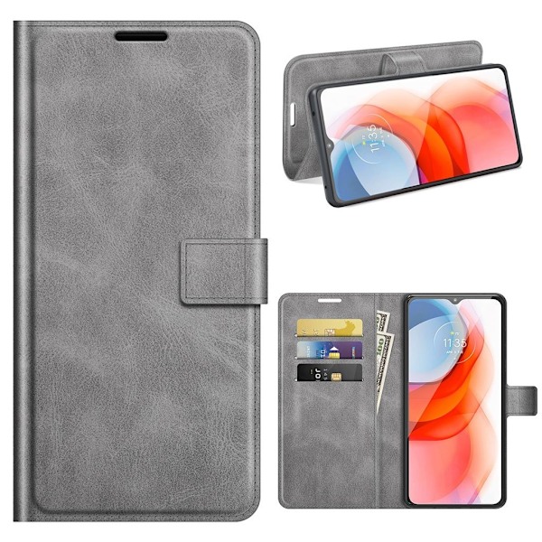 Wallet-style Læder Etui til Motorola Moto G Play (2021) - Grå Silver grey
