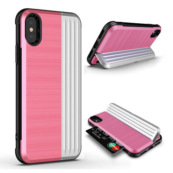 ANGIBABE iPhone Xs Max dual layer kickstand hybrid case - Lyserød / Sølv Multicolor