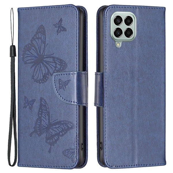 Butterfly läder Samsung Galaxy M33 5G fodral - Blå Blå