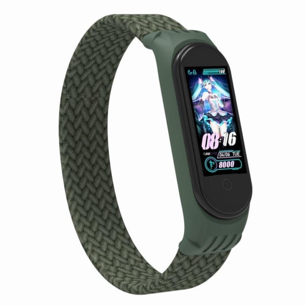 Xiaomi Mi Band 5 / 4 / 3 elastic nylon watch band - Dark Green / Size: M Grön