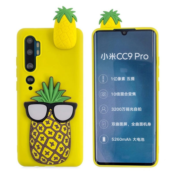 Cute 3D Xiaomi Mi Note 10 deksel - Pineapple Yellow