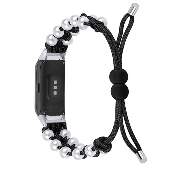 Samsung Galaxy Fit pearl décor stylish nylon watch strap - Black Svart