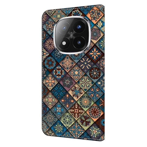 Xiaomi Redmi Note 14 Pro 4G plånboksfodral mönster tryckning stativ läder flip telefonskydd - Blå Blommor Blå