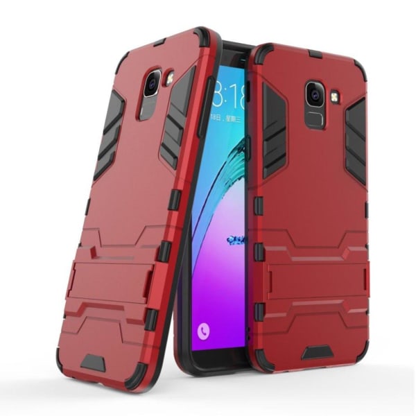 Samsung Galaxy J6 (2018) etui i kombimaterialer med hård plastik Red