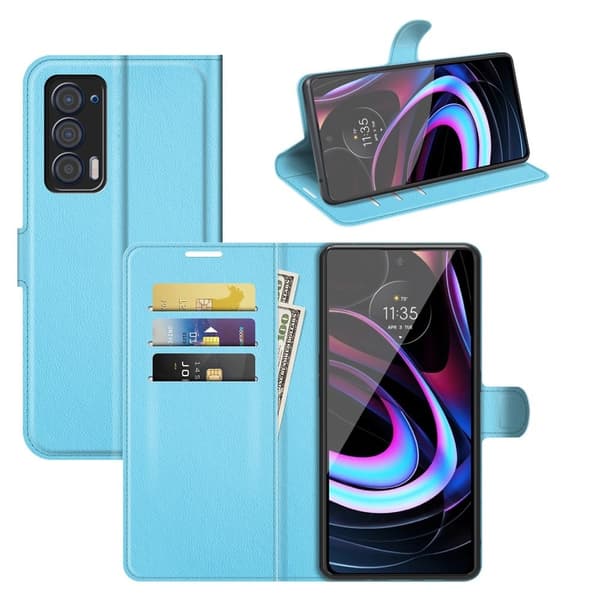 Classic Motorola Edge (2021) Läppäkotelo - Sininen Blue