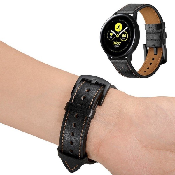 Samsung Galaxy Watch Active / Active 2 40 / 44 mm klockarmband i äkta läder - Svart Svart