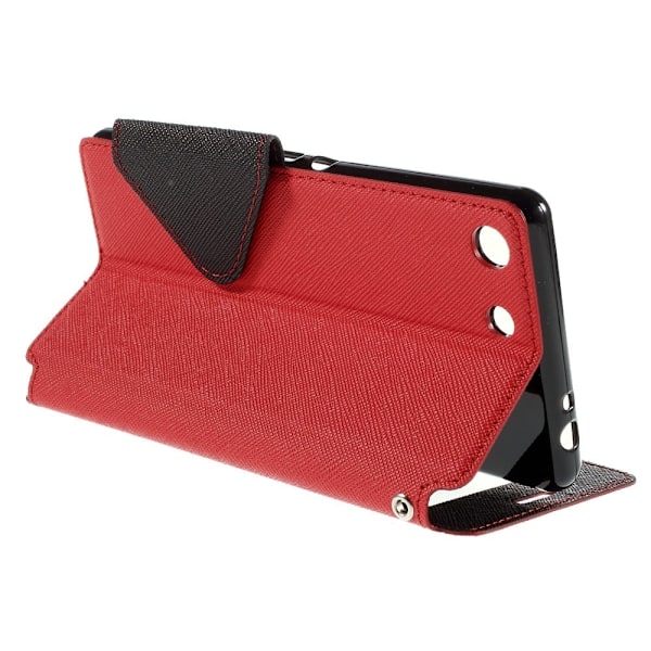 ROAR KOREA læder-etui med kortholder, stå-funktion og smart-view til Sony Xperia M5 E5603 / M5 Dual E5633 - Rød Red