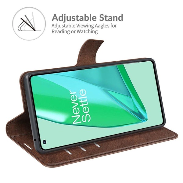 Hållbart konstläder OnePlus 9 Pro fodral med plånbok - Brun Brun