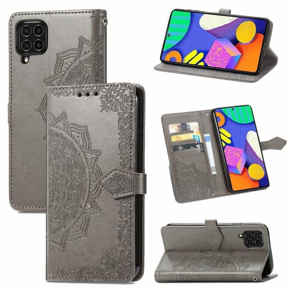 Mandala Samsung Galaxy M62 / F62 Flip Etui - Grå Silver grey