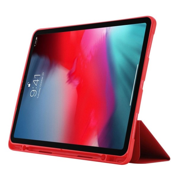 iPad Pro 12.9 (2022) / (2021) / (2020) Skin-touch vegansk læderetui Fuld beskyttelse Tri-fold Stand Tablet Cover med Auto Wake / Sleep Cover og Pen Sl Red