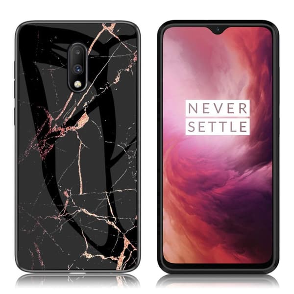 Fantasy Marble OnePlus 7 kuoret - Musta / Kulta Black