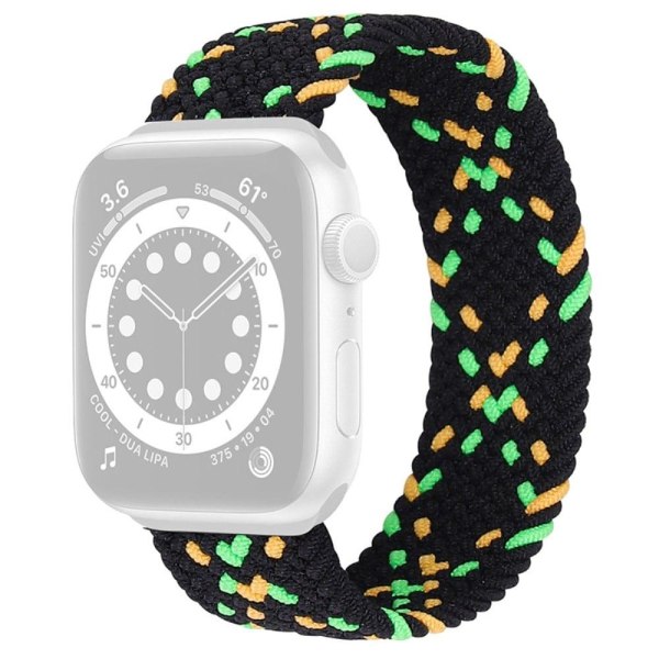 Apple Watch Series 8 (45mm) / Watch Ultra elastinen nylonkellohihna - Musta / Keltainen / Vihreä Koko: M Green