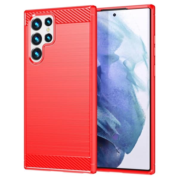 Carbon Flex Etui Samsung Galaxy S22 Ultra - Rød Red